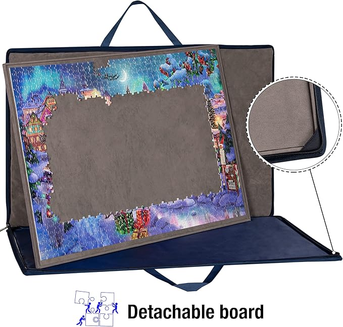 Lavievert 1000 Piece Jigsaw Puzzle Board with Padded Cover, Portable Case with 4 Sorting Trays & Detachable Board, Puzzle Caddy Storage Saver with Non-Slip Surface for Adults and Kids