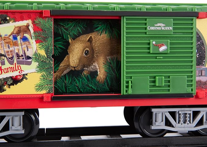 Lionel Battery-Operated Christmas Vacation Toy Train Set with Locomotive, Train Cars, Track & Remote with Authentic Train Sounds, & Lights for Kids 4+