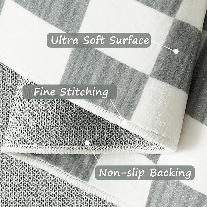 jinchan 5x7 Checkered Area Rugs for Kids Room - Machine Washable Soft Rug Modern Geometric Lattice Non-Slip Carpet for Nursery Playroom Living Room Bedroom Dining Room Home Office Grey