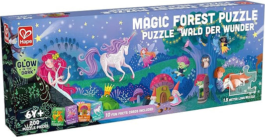 Hape Magic Forest Puzzle 1.5 Meter Long | 200 Pieces Colorful Giant Glow-in-The-Dark Enchanted Jigsaw, for Children 6+ Years