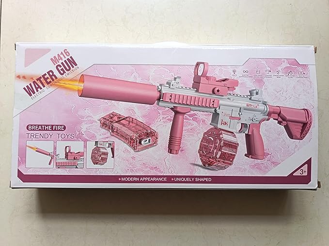 Electric Water Gun,Watergun with Muzzle Light,Automatic Squirt Gun Long Range Blaster Up to 32 FT,Outdoor Party Shooting Game Toy with 2 Water Tanks & 2 Batteries,Ideal Summer Gift for Kids & Youths.