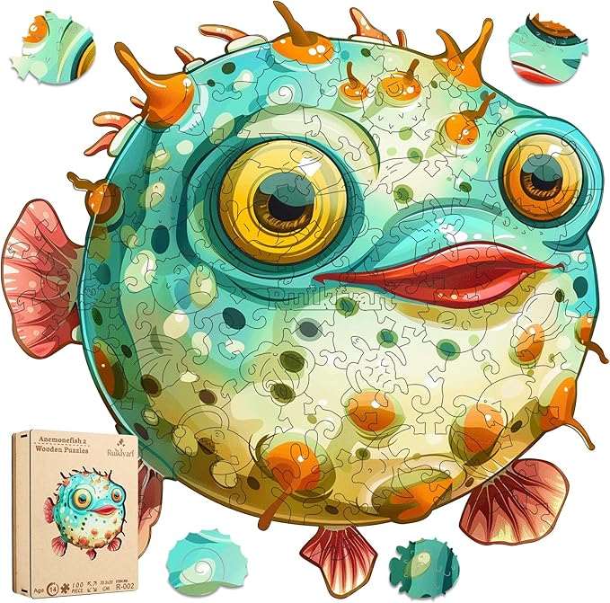 Fish Wooden Puzzles for Kids,100 Pieces Unique Shaped Jigsaw Puzzles for Adults and Children,Family Game,Birthday Children's Day Gifts,7.87x8 Inches