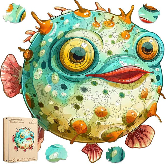 Fish Wooden Puzzles for Kids,100 Pieces Unique Shaped Jigsaw Puzzles for Adults and Children,Family Game,Birthday Children's Day Gifts,7.87x8 Inches