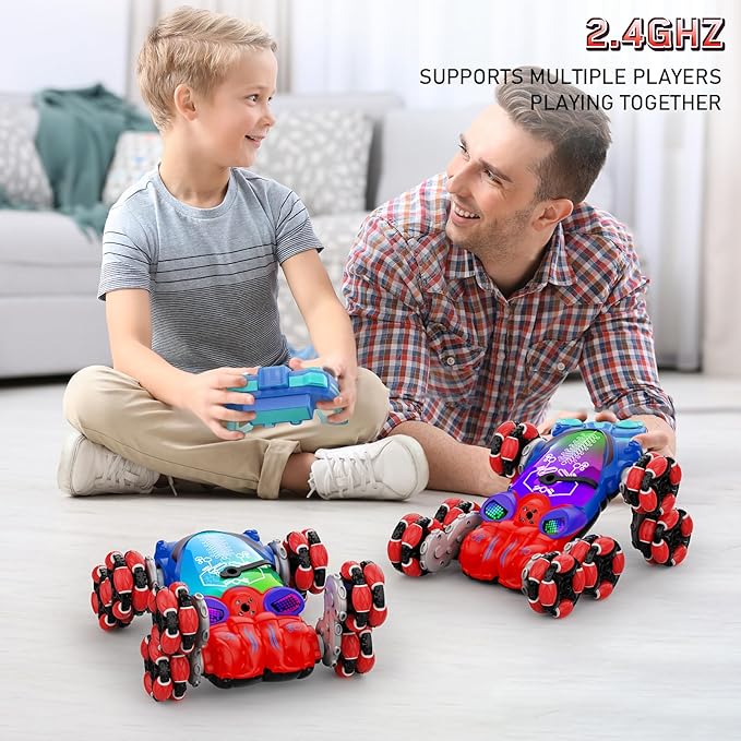8WD Gesture Sensing Rc Stunt Cars Toys for Boys Age 6-13, Hand Remote Control Climbing Car, Toy for Kids 6 7 8 9 10 11 12+ Years Old Christmas Birthday Coolest Best Gift Idea for Boy Girl Red