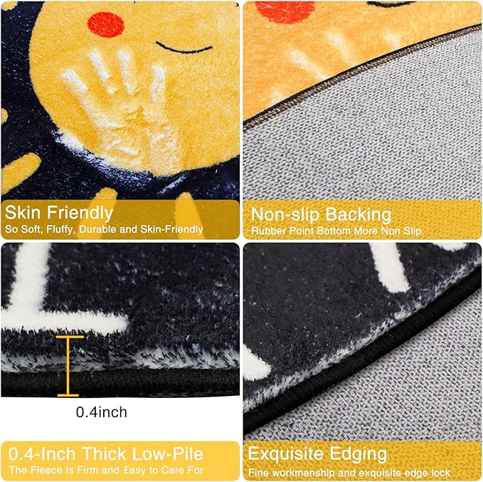 Outer Space Kids Rug,110.2"X78.7" ABC Alphabet Educational Kids Rugs for Playroom,Non Slip Solar System Galaxy Planets Playroom Rug,Washable Kids Area Rug Carpet for Classroom Bedroom Kids Room Decor