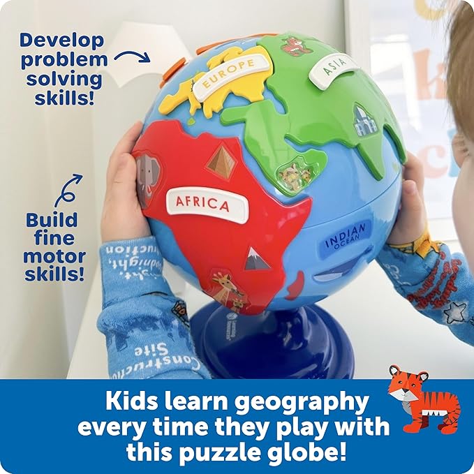 Learning Resources Puzzle Globe - 14 Pieces, Ages 3+ Preschool Learning Toys for Boys and Girls, Earth Globe for Kids
