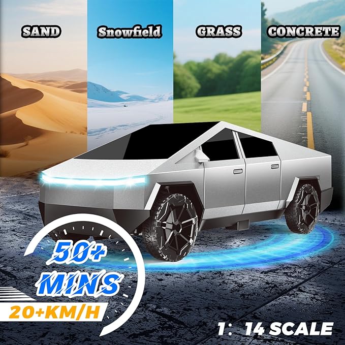 LITTCO 1:14 Remote Control Car Pick-up Truck, High Speed RC Car with Light and Loadspace, 3 RC Methods, Wireless RC Cars for Kids, Gifts for Kids, Boys and Girls