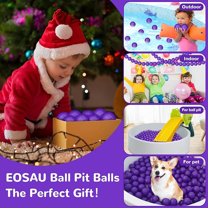 Ball Pit Balls 100 Phthalate Free BPA Free Crush Proof 2.16 Inches Plastic Balls for Ball Pit Ideal Gift for Toddlers Babies Kids Pool Water Toys Play Tent, Purple