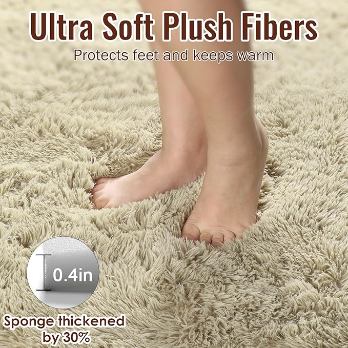 PAGISOFE Fluffy Large Living Room 5x7 Area Rugs,Fuzzy Shag Shaggy Rug Soft Plush Fur Beige Carpet for Room Decor,Indoor Modern Rugs for Living Room Bedroom Dorm Kids Room Decor Nursery Beige Rug