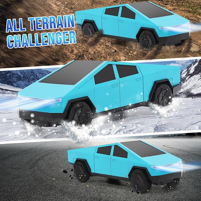 Remote Control Pickup Truck, 1/24 Scale Racing Car Model, Rechargeable Battery & Light and Loadspace, for Adults and Boys (Blue)