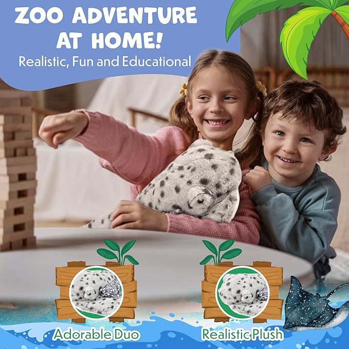 Mom and Baby Stuffed Animals for Boys & Girls, Safari Baby Shower Decorations, Nursery Decor, Zoo Animals for Toddlers, Quality Realistic Toys Kids Will Love, Cute, Soft, Huggable (21" Stingray)