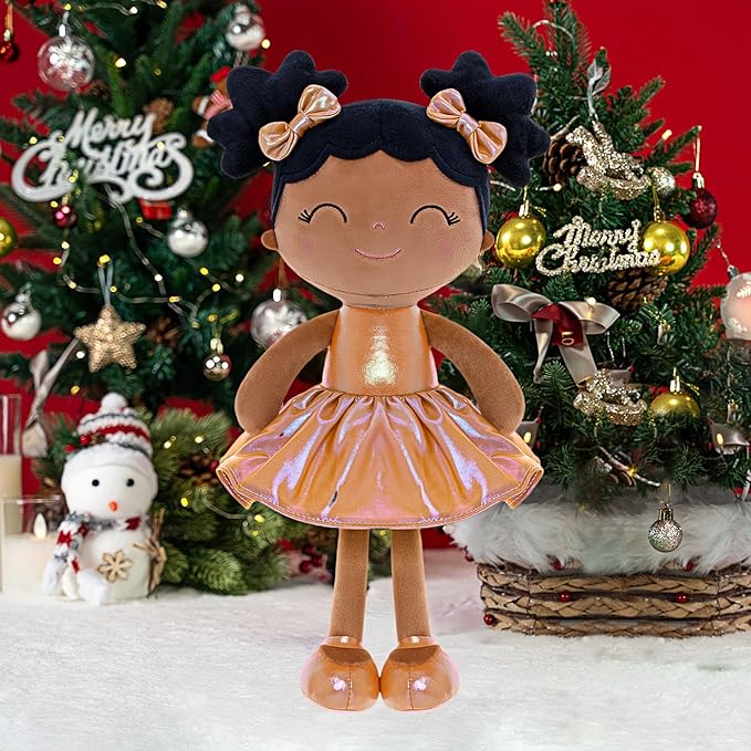 Gloveleya Baby Girl Gifts First Baby Doll Rag Doll Baby Dolls Soft Doll Curvy Illusion Girl Black Gold 12inches