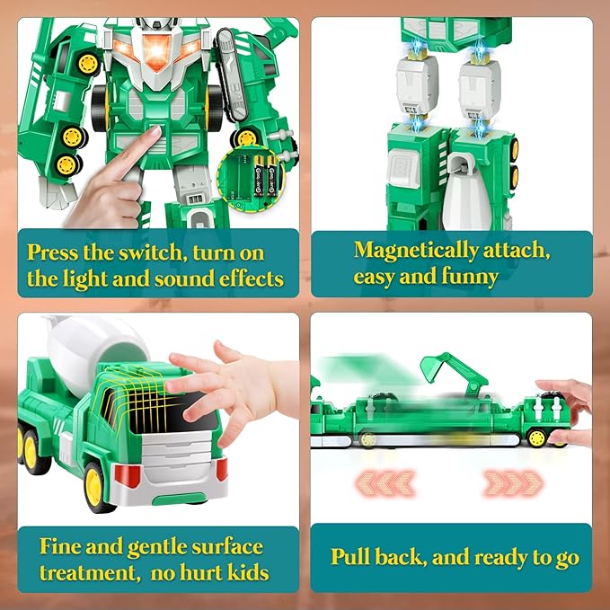 Laradola Toys for 3 4 5 6 Year Old Boys - Transform Robot Kids Toys Cars | STEM Building Toddler Toys for Ages 3+ | 5 in 1 Construction Toys Christmas Birthday Gifts for Boys Girls