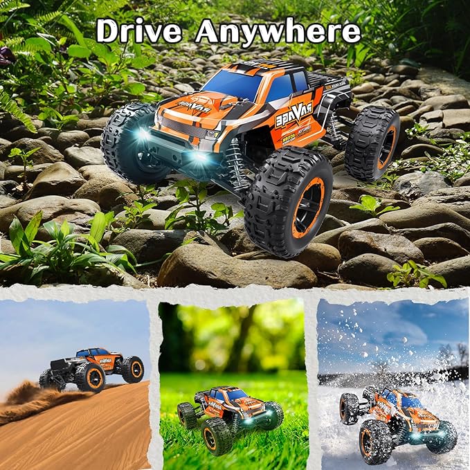 Loolinn | Durable RC Cars - Hobby Grade, 1:16 Scale RC Truck, Adjustable Speed, Off-Road, Top Speed 19mph, 4WD - Upgradeable Remote Control Car Gifts for Boys and Adults