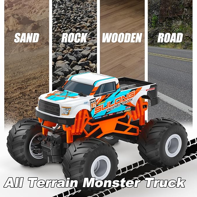 Scientoy Remote Control Car, 20KM/H Monster Truck Toys for Ages 5-7, 1:16 Scale All Terrain RC Cars for Boys & Girls Age 4-7, 2.4Ghz Off Road RC Truck, Christmas Birthday Gift for Kids