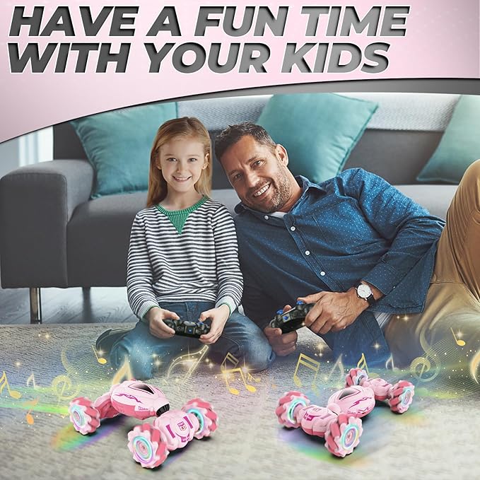 Dysaim Gesture RC Car, Gesture Sensing RC Stunt Car Toys for Kids 6-12 yr, 2.4GHz 4WD Hand Remote Control with Lights Music, Off-Road 360° Rotation Drift for Birthday Toy Gifts