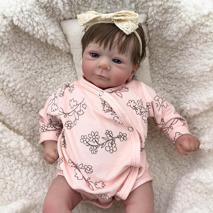 RXDOLL Realistic Reborn Baby Dolls Girl 19 inch Soft Body Lifelike Preemie Babies Real Looking Newborn Baby Doll Life Size Vinyl Cloth Dolls for Children Best Gifts