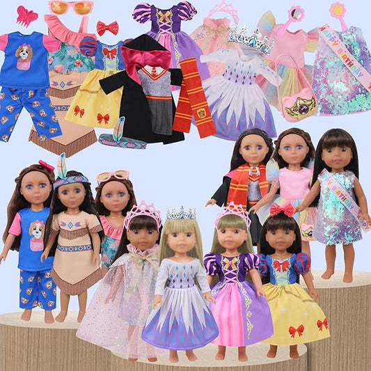 20 PCS Glitter American Girl Clothes, for 14" Baby Doll Clothes and Accessories (14 inch Doll Girl Clothes)