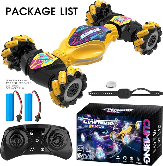 Gesture RC Car - Gesture Sensing RC Stunt Car Toys for Boys Girls Aged 6-12, 2.4GHz 4WD Hand-Controlled Remote Control Twist Car with Lights Music - Best Birthday Gifts for Kids