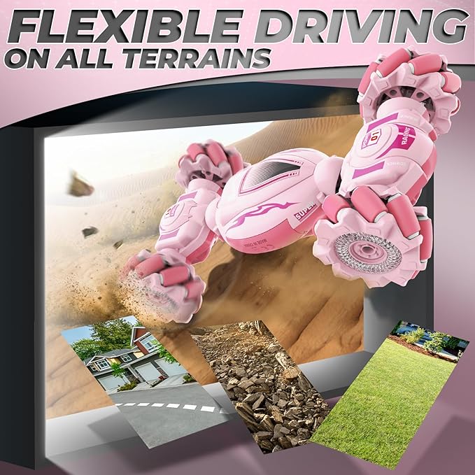 Dysaim Gesture RC Car, Gesture Sensing RC Stunt Car Toys for Kids 6-12 yr, 2.4GHz 4WD Hand Remote Control with Lights Music, Off-Road 360° Rotation Drift for Birthday Toy Gifts