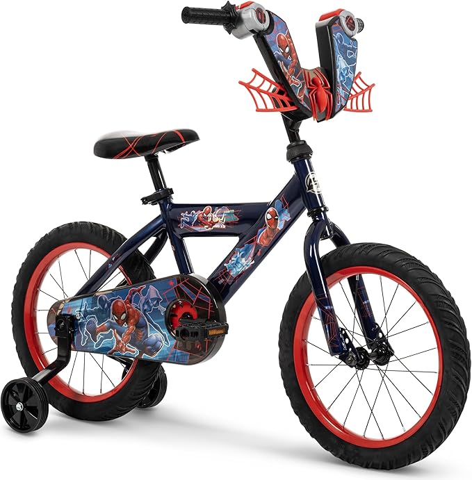 Huffy Disney and Marvel 12/16 Inch Boy's Bike for Kids, Multiple Color Options and Designs Available, Ideal for Ages 3+ Years Old, Removable Training Wheels, Adjustable Seat, Simple Coaster Brake