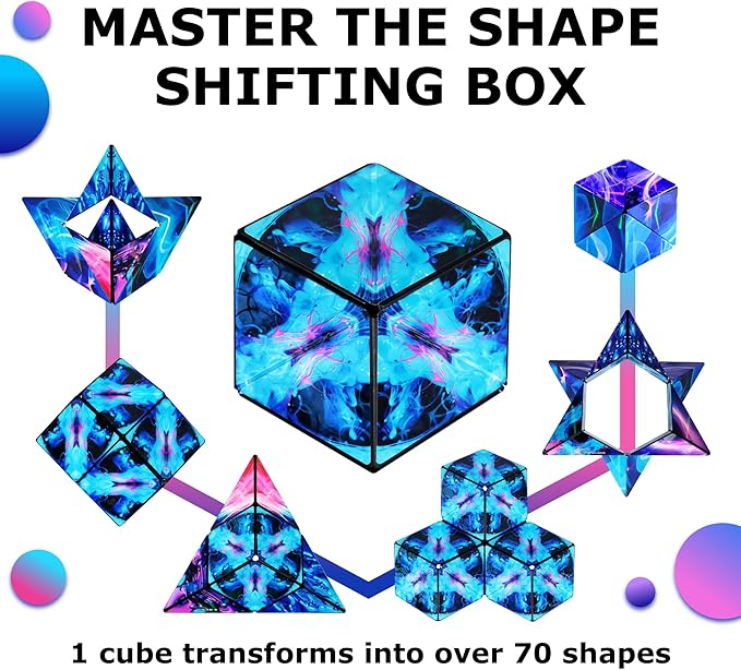 SHASHIBO Holographic Shape Shifting Box - STEM Magnetic Fidget Cube That Transforms Into Over 70 Shapes, Download Fun in Motion Toys Mobile App (Vapor)