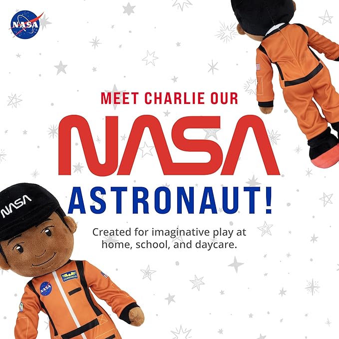 Playtime by Eimmie 14”Charlie NASA Doll - Soft Baby Doll - Plush Rag Dolls for 2 Year Old Girls Boys Toddler & Infants - Astronaut Plush Washable Doll - Space Themed Stuffed Toys, Astronaut Plush Toy
