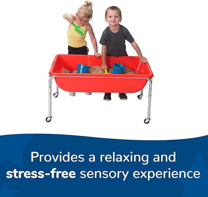 Children's Factory, 1133-18, Large Sensory Table, 18”H, Red, Kids Preschool or Playroom Sand and Water Table, Indoor and Outdoor Playground Equipment