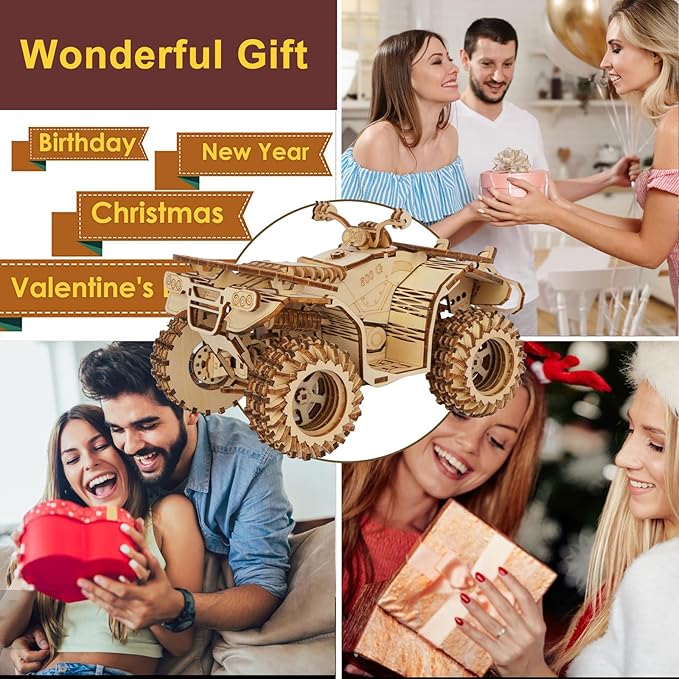 3D Wooden Puzzle for Adults, Mechanical Beach Car Puzzle, DIY Vehicle Model Building Kit Handicraft Wood Craft Hobbies Toy, Birthday for Hobbyist 14+ Family Women Men, 417 Pcs