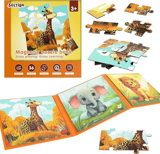 Puzzles for Kids Ages 3-5 36 Pieces Kids Puzzle 4-6 Travel Puzzles Ages 4-8 Animal Airplane Car Road Trip Activities Games Toys Girls and Boys Gift