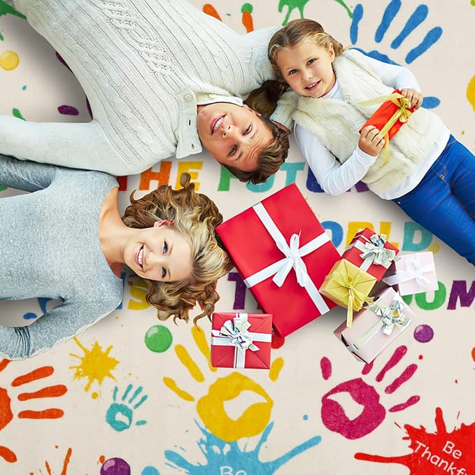 Colorful Kids Rug, Washable Area Rug for Kids Bedroom, Non-Slip Play Mat Ultra Soft Thick Indoor Plush Rugs for Playroom Classroom Nursery Decor (78.7 X 59 INCH)