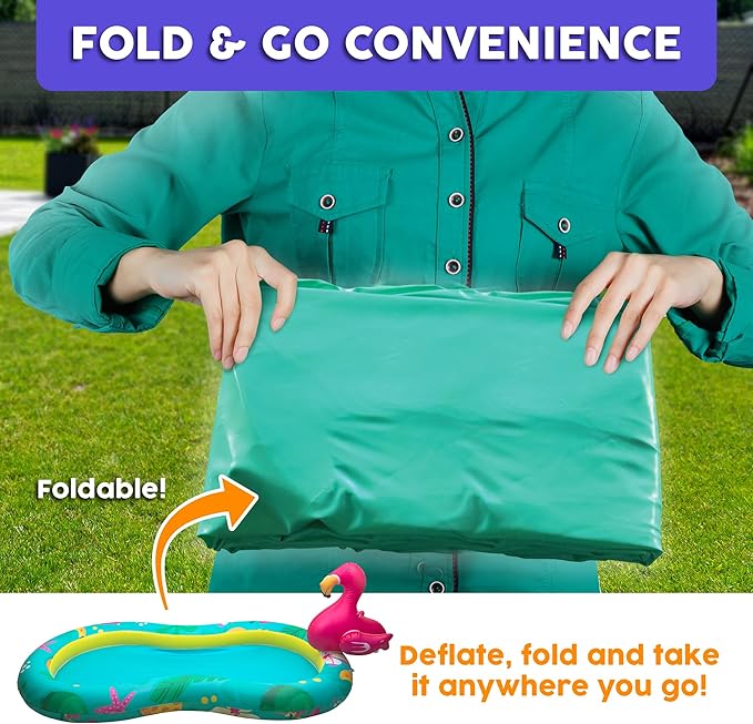 Kiddie Pool for Kids, Inflatable Pool, Inflatable Sprinkler for Kids with Splash Pad, Summer Water Toys for Toddler Outside, Summer Toys, Flamingo