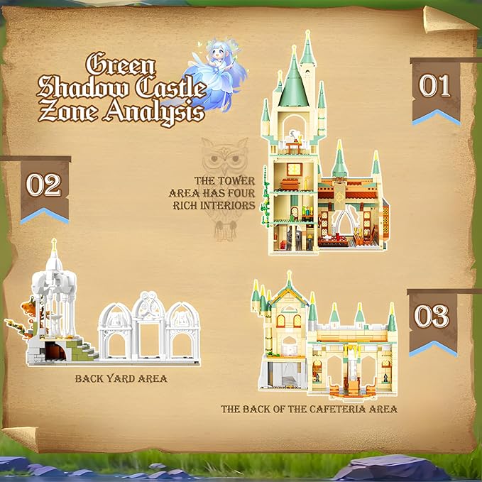 Magic Medieval Castle Architecture Building Block Sets with LED Lights Creative Ideals Gifts for 8+ Boys Girls Adults (1555PCS)