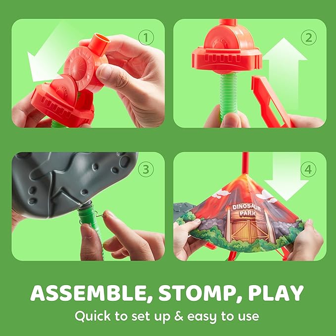 JOYIN Dinosaur Toy Rocket Launcher for Kids, 6 Dinosaur Foam Rockets, Launch up to 100 ft, Family Fun, Birthdays, Gift for Kids Boys 3 4 5 6 7 8 Years Old