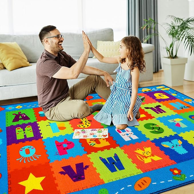 Classroom Rugs, Preschool Carpet for Classroom Elementary, School Learning Non-Slip Educational Carpet, Washable Kids Rugs for Playroom Nursery (Style 8, 59'' x 39.4")