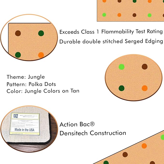 KidCarpet On The Spot Classroom Seating Rug, 7'6" x 12', Jungle Colors on Tan
