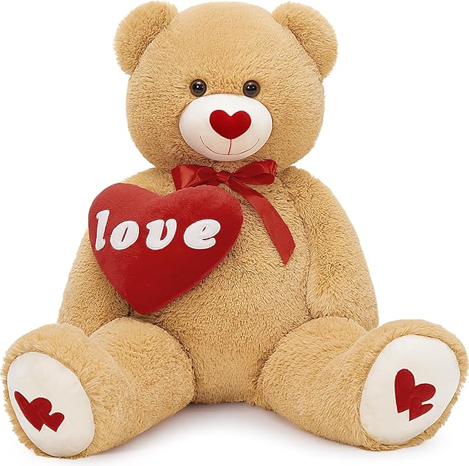 MorisMos Love Heart Giant Teddy Bear, 33inch Red Love Stuffed Animal Large Bear Plush for Girlfriend, Soft Bear Gift for Boyfriend Kids,