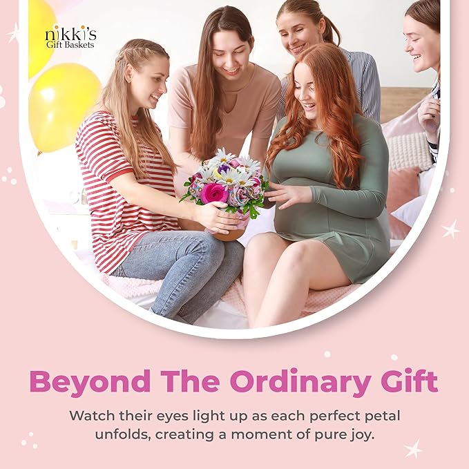 Deluxe Baby Blossom - Baby Girl Outfits | Newborn Baby Girl Gift Set | Baby Gift Basket for Expecting Moms | New Baby Gift Basket | Pink Baby Gift Set | Clothing Flower Bouquet | Nikki's Gift Baskets