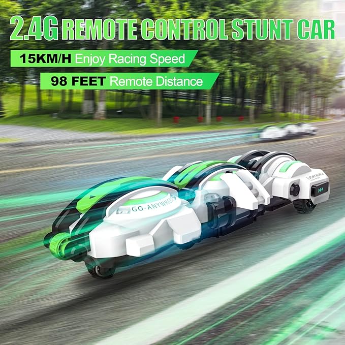 BAZADER RC Car with LED Lights - Remote Control Car Snakes 360° Roll Toy, Birthday for Kids Age 7 8 9 10 11+ Year Old, 2 Batteries 60+min, Indoor/Outdoor Toy for 6-12 yr Teen Boys