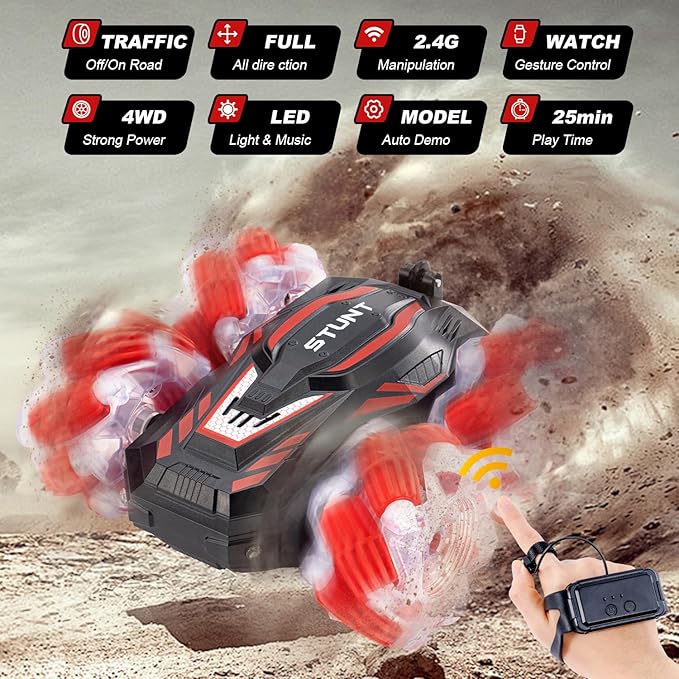 Gesture Sensing RC Stunt Car, Best Birthday Gifts for Kids,Double-Sided 360° Flips RC Cars for Boys Age 6-12 8-12 Birthday Gifts Toy Cars,4WD Transform Off Road for Rotating