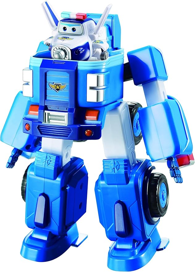 Super Wings 7" Paul's Police Cruiser with 2" Transform-a-Bot Paul Mini Figure, Transforming Airplane Toys Vehicle Set, Fun Preschool Toy Plane for 3 4 5 Year Old Boys and Girls, Birthday Gift