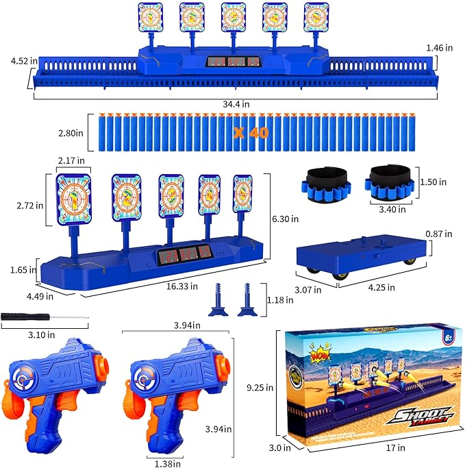 Fibevon Target for Nerf Guns, Electric Scoring Auto Reset Shooting Digital Running Targets, Moving Target for Nerf, Ideal Gift Toy for Kids, Teens, Boys & Girls Aged 5 6 7 8 9 10 11 12 13