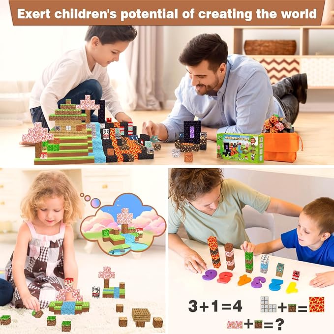 Magnetic Blocks, 100PCS Build Magnet Magic Portal Set, Build with Cubes Tiles, STEM Building Game Sensory Surprise for Toddlers Kids 3+ Year Old