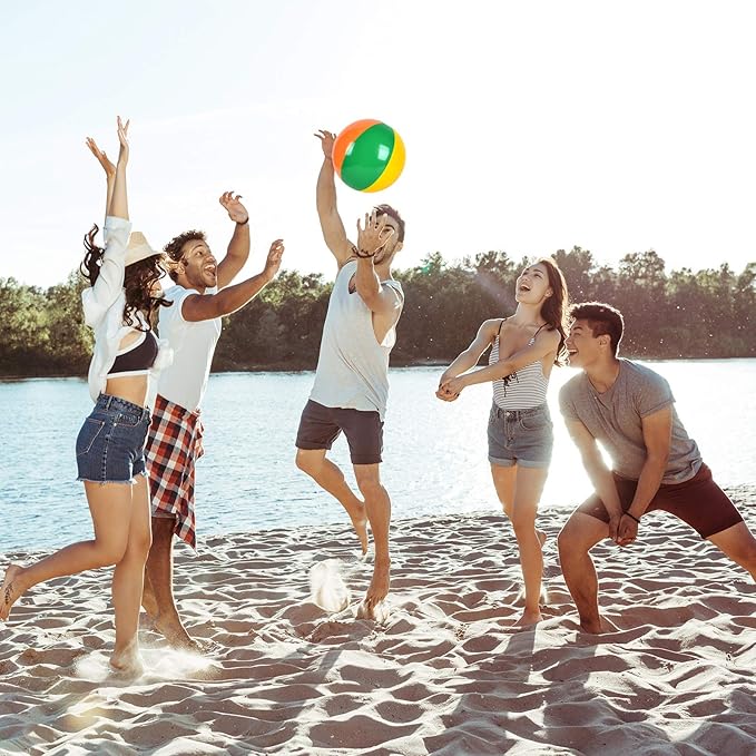 Coopay 30 Pack Inflatable Beach Balls Classic Rainbow Swimming Pool Ball Birthday Beach Party Decoration Summer Water Games Gifts 8 to 12 Inches from Inflated to Deflated