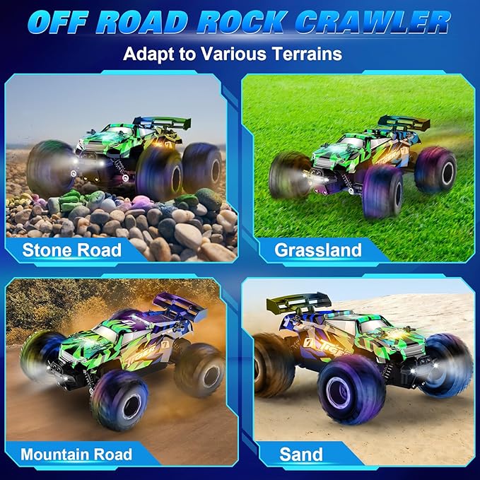 Remote Control Car, RC Cars Toys for Boys 5-7, Off Road Kids Toys for Girls, 2.4Ghz 20 KM/H Monster Truck Toys Cars Gifts for 6 Year Old Girl, RC Truck with Car Body Lights & Headlights