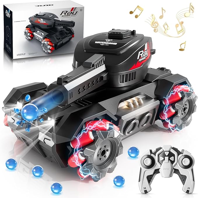 RC Car That Shoots BBS,Water Bullet Shooting RC Tank For Kids Adults 4WD Stunt Remote Control Car with 10500pcs Water Bombs Fast All Terrain Toy Car With 360°Rotating Gifts for Boys,40+Min Play