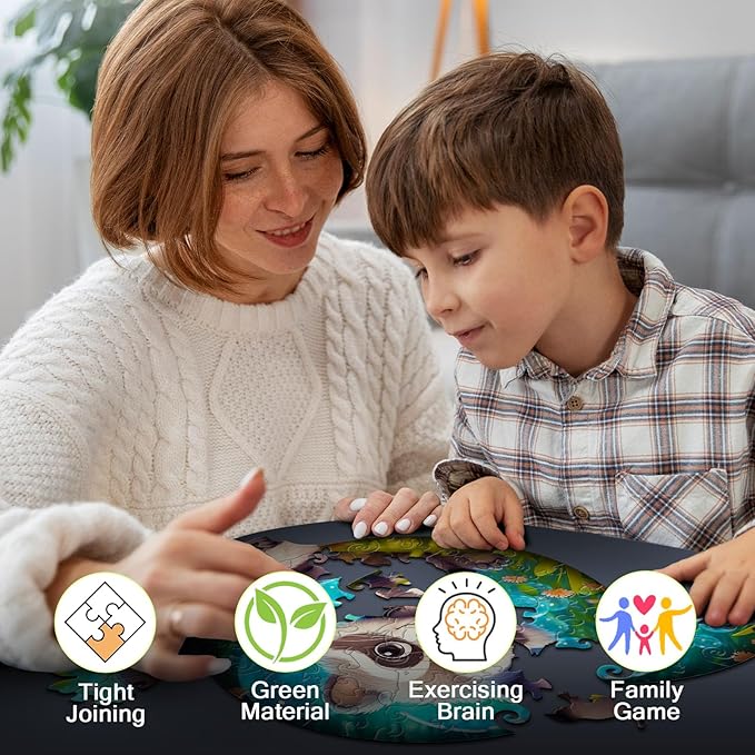 Easter Gifts for Kids Girls Boys, Easter Basket Stuffers, Wooden Jigsaw Puzzles for Kids Ages 4-6, 50 Piece Unique Shape Animal Theme Puzzle - Preschool Learning Educational Toys for Kid 3+ (Raccoon)