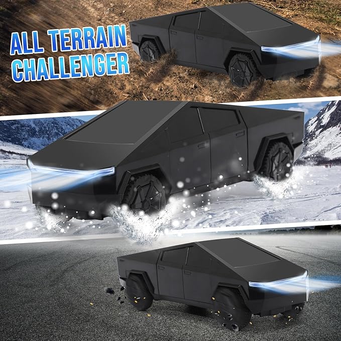 Remote Control Pickup Truck, 1/24 Scale Racing Car Model, Rechargeable Battery & Light and Loadspace, for Adults and Boys (Black)