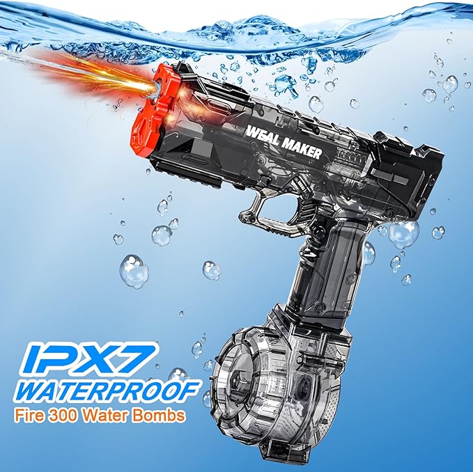 2025 Upgraded Electric Water Gun with LED Flash and Type-C Charging, Automatic Squirt Guns 25-30 FT Range, Realistic Water Pistol for Summer Outdoor Pool Party Kid Sprinkler Toys