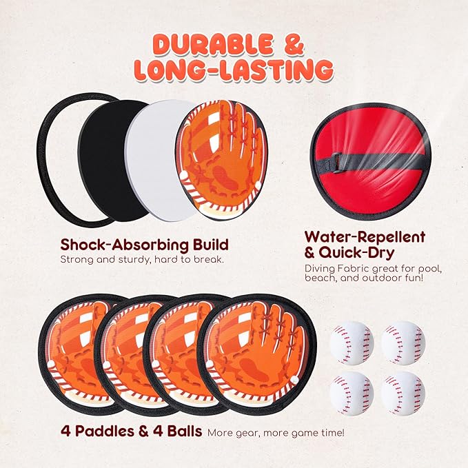 Toss and Catch Ball Set - Soft & Safe Toddler Baseball Gloves for Beginners - Kids Games Toys Indoor Outdoor - Water-Resistant Great for Yard Beach Pool - Boys Girls Birthday Gift